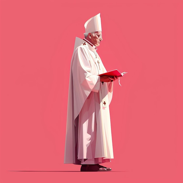 Priest in Robe Holding Red Book