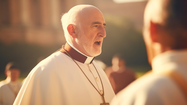 Priester die een hartstochtelijke preek houdt