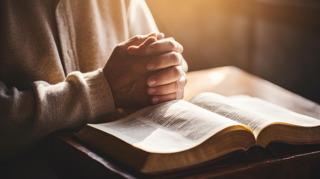 Foto priester leest de bijbel in de kerk