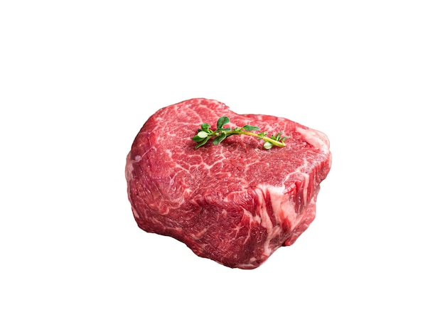 Prime Filet Mignon Biefstuk Droog gerijpt rauw ossenhaasvlees Geïsoleerd op witte achtergrond