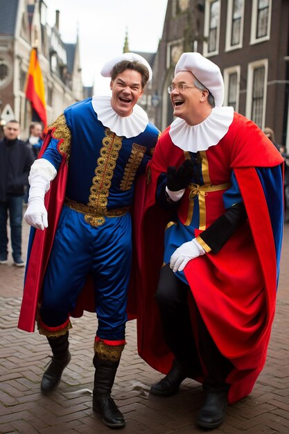 Photo prime minister rutte as sinterklaas and geert wilders as black pete