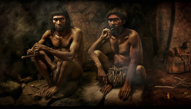 Foto uomini primitivi ia generativa
