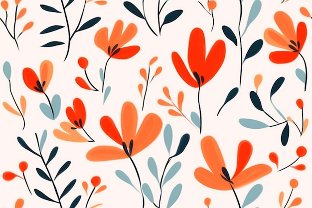 Primitive pattern of orange flowers generated by AI