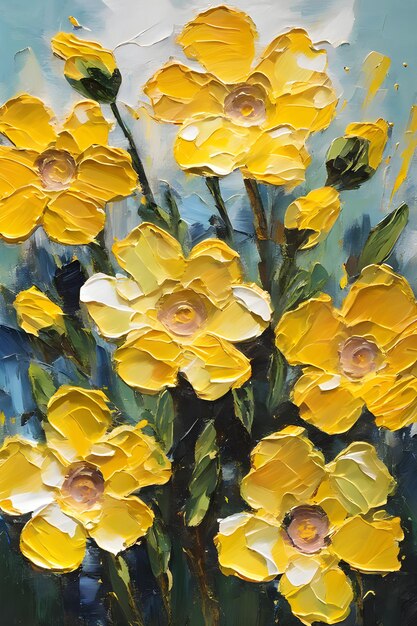 Primrose flower painting palette knife