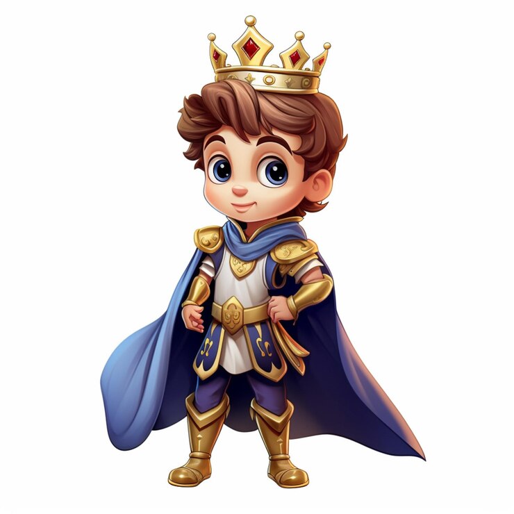 Photo prince 2d cartoon illustraton on white background high qua