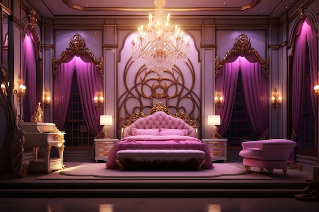 Princess bedroom in royal house Ai art