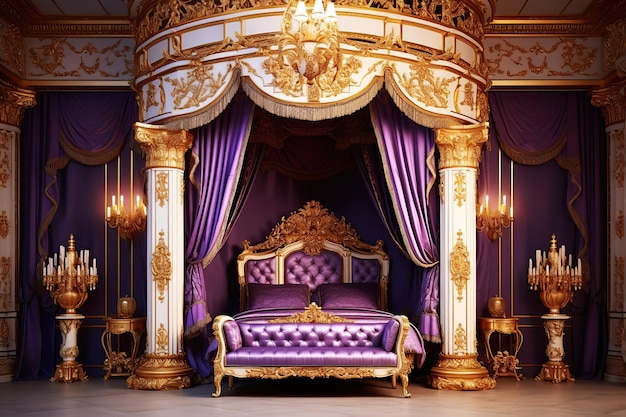 Princess bedroom in royal house Ai art