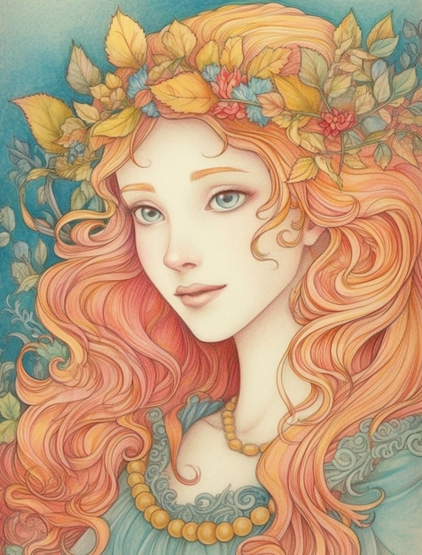 Princess Girl from a fairy tale cartoon illustration Generative AI High quality illustration