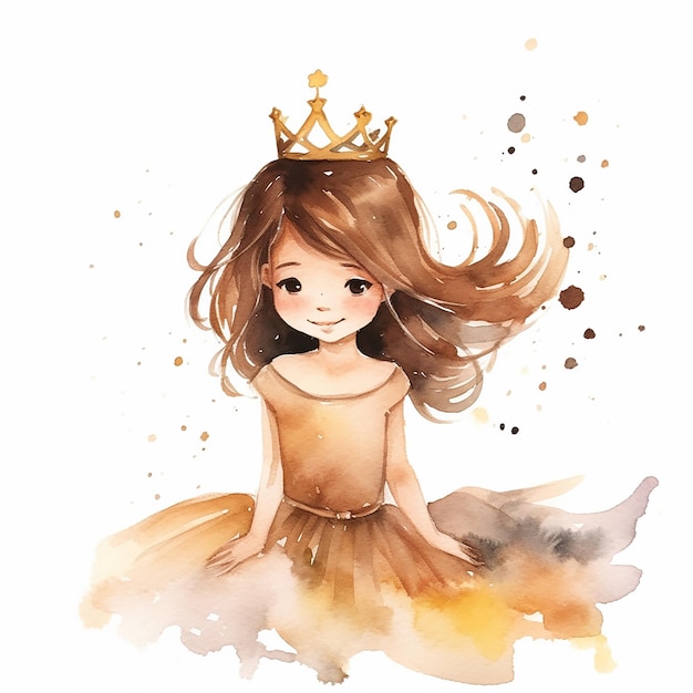 Princess Illustration with Watersplash Color