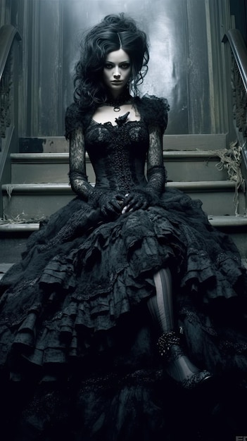 Princess of Goth in extravagante rococo vampier balzaaljurk