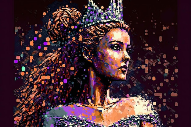 Принцесса пиксельный глюк арт ретро футуристическая красивая женщина Генеративный AI AIG15