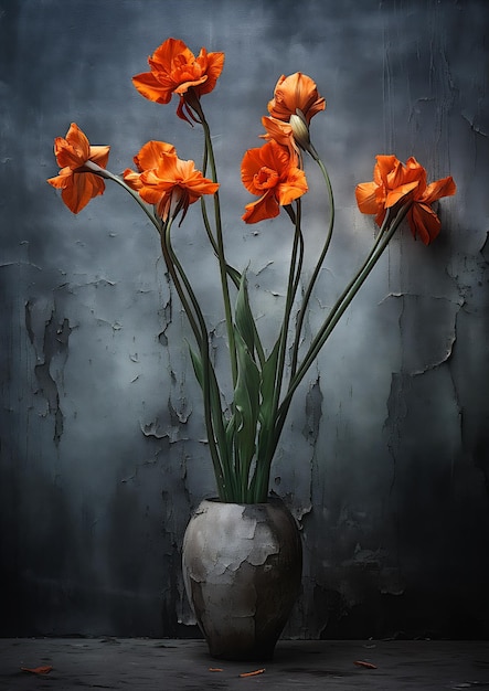 ある王女は、テーブルの上に置かれたオレンジ色の花の花瓶を思い出した