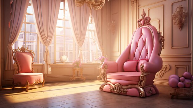 Photo princess room with armchair