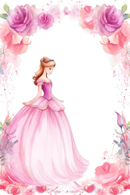 A princessthemed frame in Princess cartoon style birthday