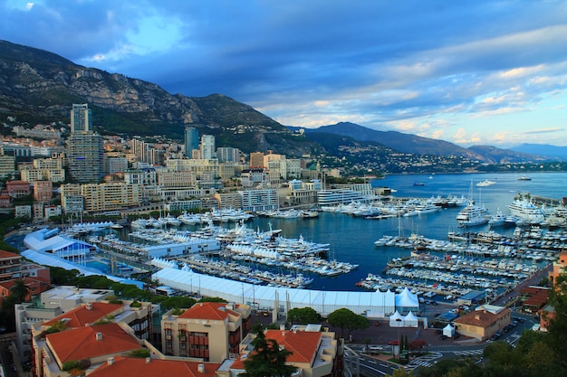 Principality of Monaco Beautiful panoramic view of Monaco golden hour scenery