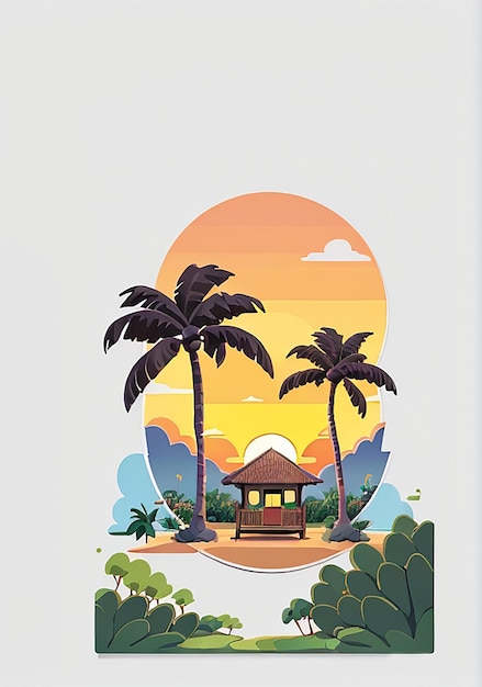 A print of Coconut Tree Sun Sea on a Tshirt