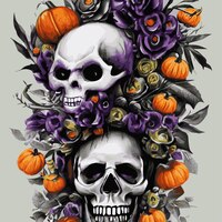 Печать человеческий череп экзотические тропические цветы день мертвых черепов и цветов винтажные векторные иллюстрации типографика