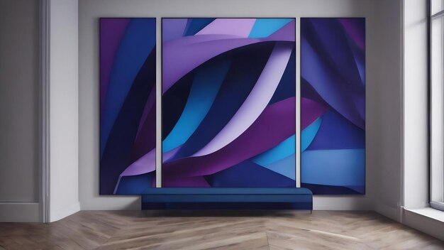 Print minimalist 3d rendering blue purple blue navy blue darker abstract