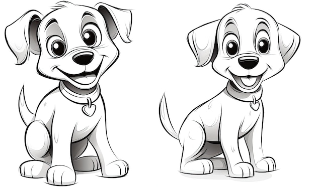 Print out the line art of the cartoon dog and start coloring designe