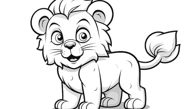 Print out the line art of the cartoon lion and start coloring