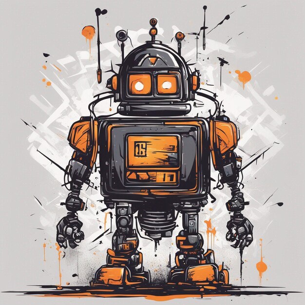 print ready trendy scary Robot concept tshirt design