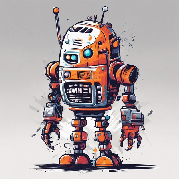 Print ready trendy scary robot concept tshirt design