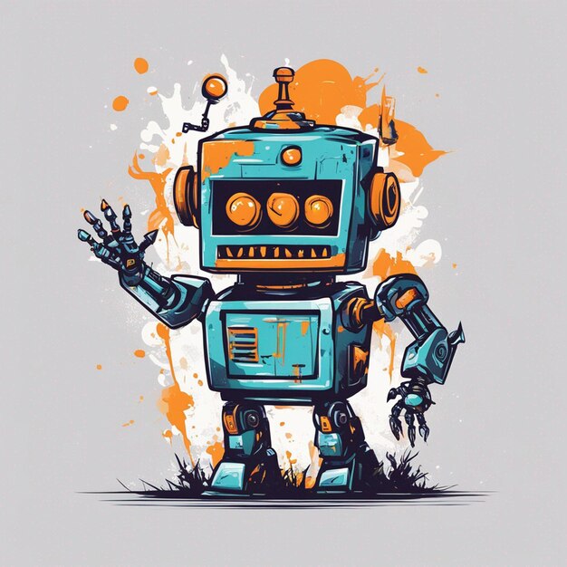 Print ready trendy scary robot concept tshirt design