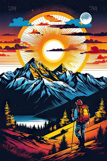 print ready vector tshirt design adventure scene