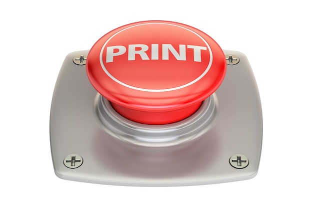 Print red button 3D rendering