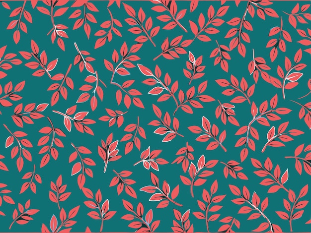 a print of red leaves with a green background