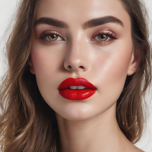 Print of red lips on white