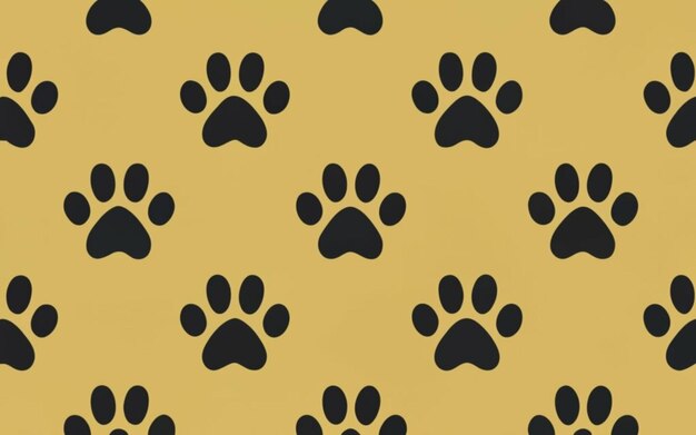 Print with black pet paw pattern and yellow background