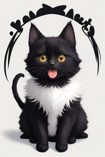 Photo printa black cute happy kitty