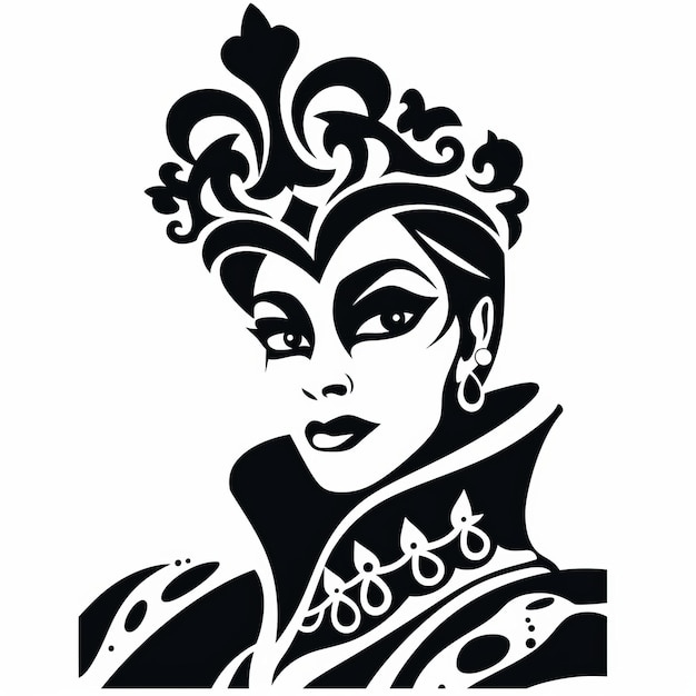 Printable Black And White Evil Queen Stencil Bold Silhouette Of Culturally Diverse Tsarina Prince