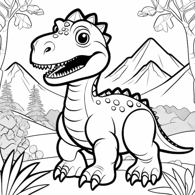 Photo printable dinosaur coloring page for kids