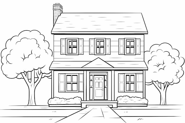 printable picture coloring book with cozy buildings