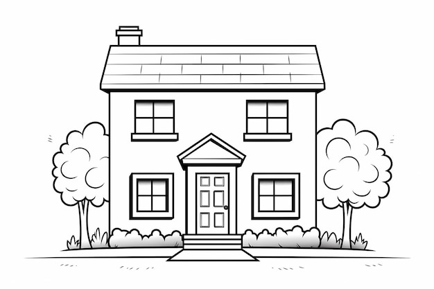 printable picture coloring book with cozy buildings