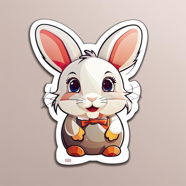 Printable sticker about minimal cartoon rabbit