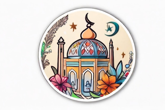 Photo printable sticker about ramadan with white background