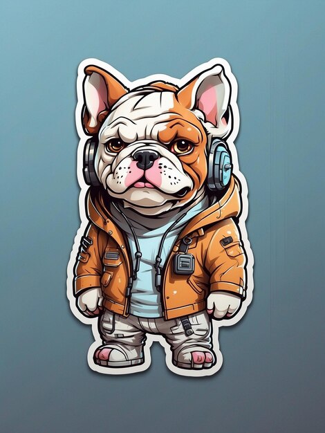 Photo printable sticker dog cyberpunk theme 1