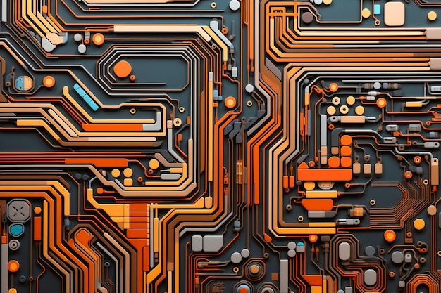 The printed circuit board of a modern computer Motherboard for electronic systems and equipment