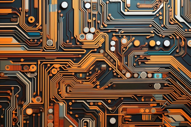 The printed circuit board of a modern computer Motherboard for electronic systems and equipment