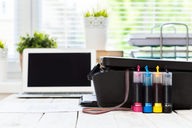 Printer and computer, Office table