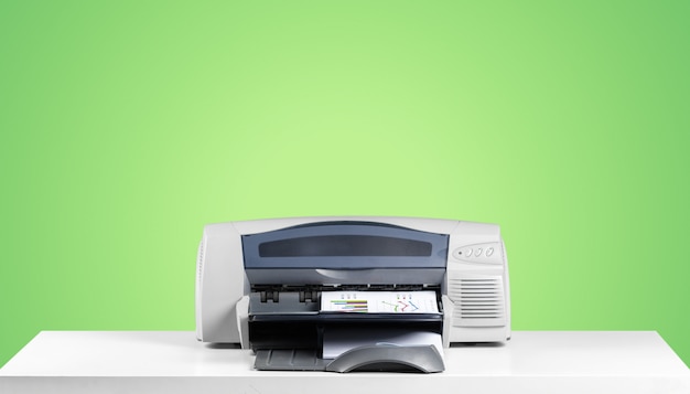 Printer copier machine on a bright colored background