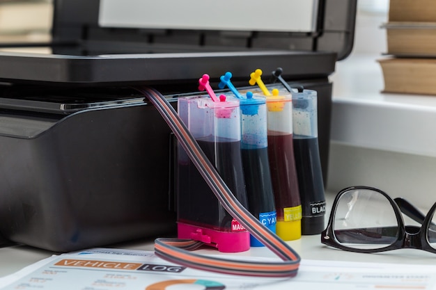 Photo printer, copier, scanner. office table