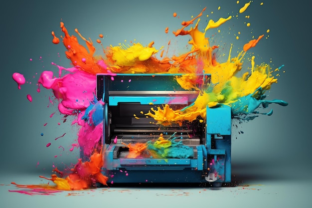 Foto printer kleur splashes genereren ai