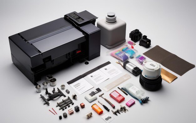 Photo printer maintanence kit view on white background