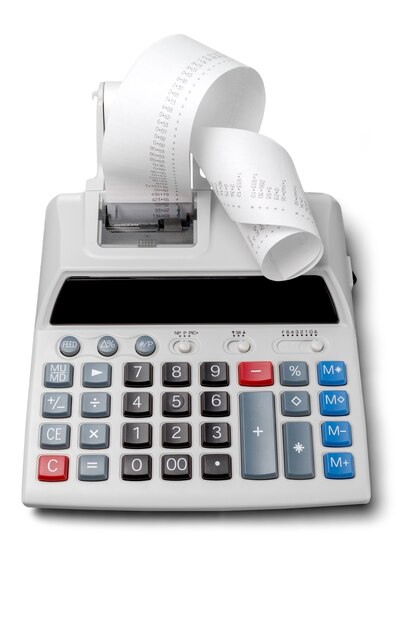 Printing Calculator with Paper Tape Rolled Up