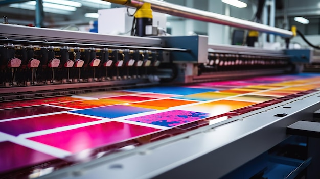 写真 印刷工場でのカラー印刷用紙の印刷 generative ai