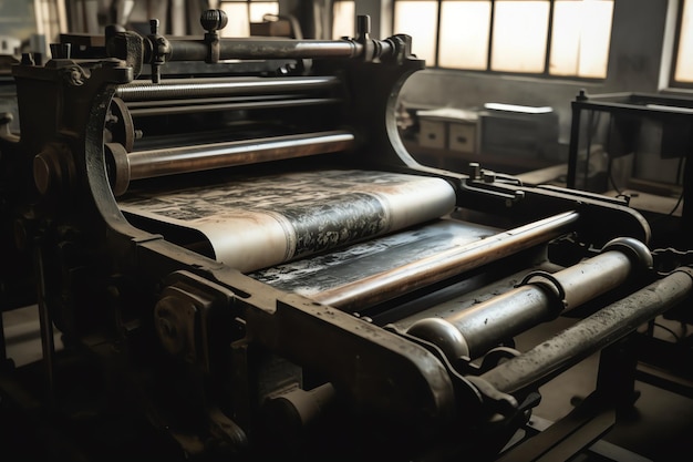잉크 롤러가 있는 인쇄기